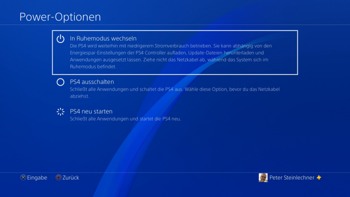 Selbst im Modus "PS4 ausschalten" wird noch Energie verbraucht. (Bild: Sony/Screenshot: Golem.de)